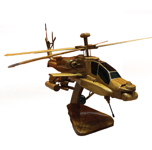 AH64 Apache Mahogany Wood Desktop Helicopter Model