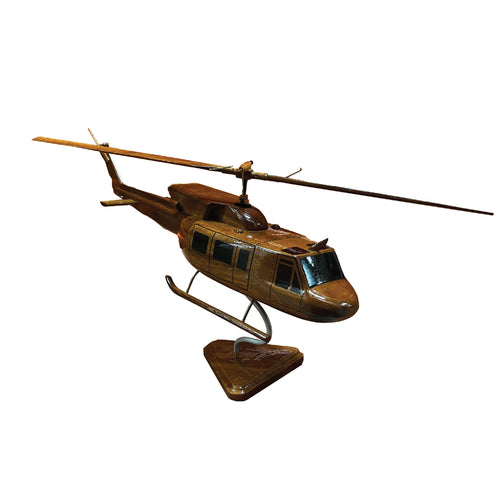 Bell 212 Mahogany Wood Desktop Helicopter Model