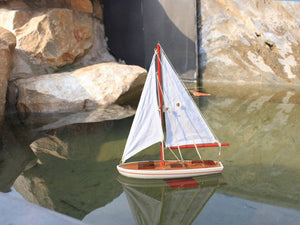 Wooden Decorative Sailboat 12"" - Red Sailboat Model