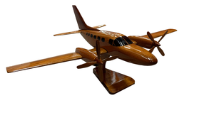 Cessna 441 Conquest II Mahogany Wood Desktop Airplane Model.