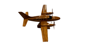 Cessna 441 Conquest II Mahogany Wood Desktop Airplane Model.