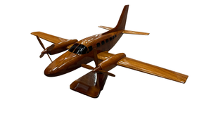 Cessna 441 Conquest II Mahogany Wood Desktop Airplane Model.