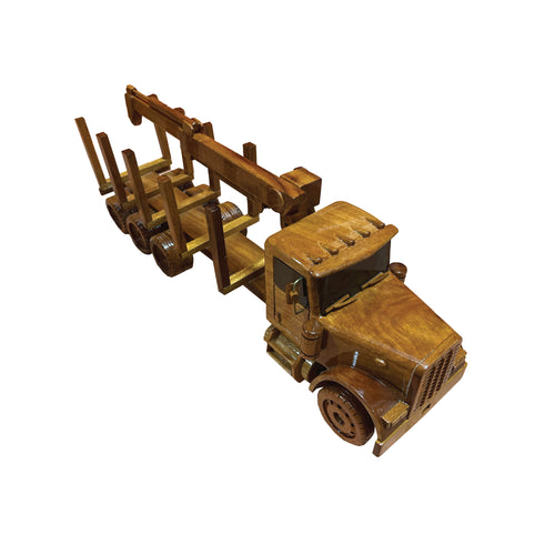 Log Truck with crane Mahogany Wood Desktop truck Model