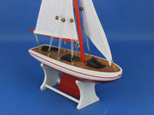 Load image into Gallery viewer, Wooden Decorative Sailboat 12&quot;&quot; - Red Sailboat Model