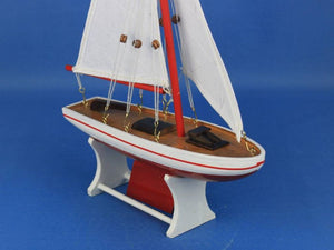 Wooden Decorative Sailboat 12"" - Red Sailboat Model