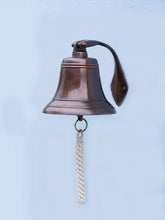 Load image into Gallery viewer, Antiqued Copper Hanging Ships Bell 9&quot;