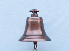 Load image into Gallery viewer, Antiqued Copper Hanging Ships Bell 9&quot;