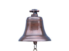 Load image into Gallery viewer, Antiqued Copper Hanging Ships Bell 9&quot;