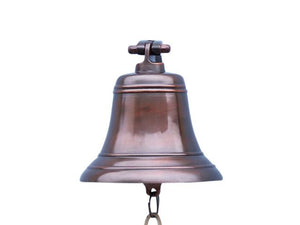 Antiqued Copper Hanging Ships Bell 9"