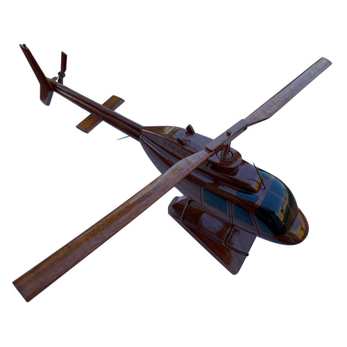 Bell 206 Mahogany Wood Desktop Helicopter Model