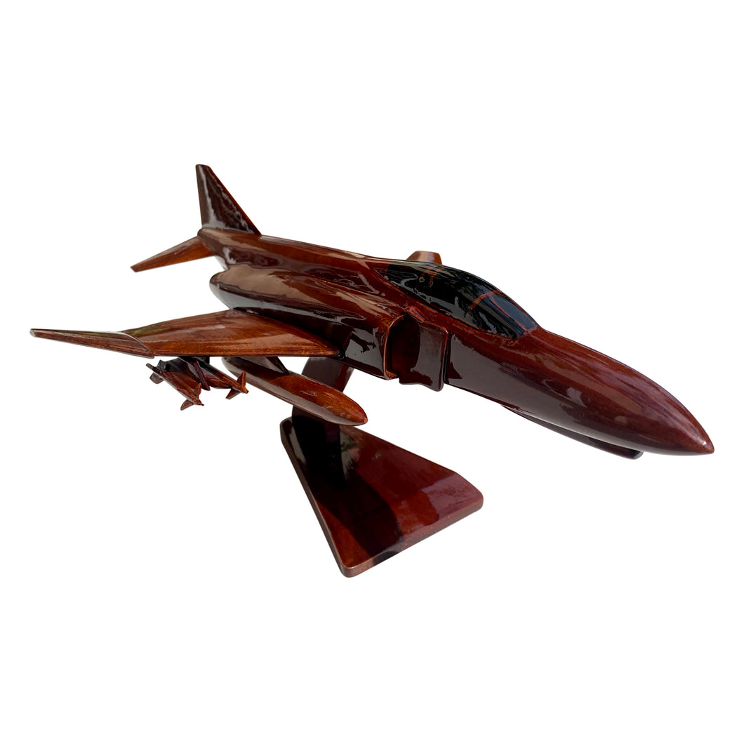 F4 Phantom Mahogany Wood Desktop Airplane Model