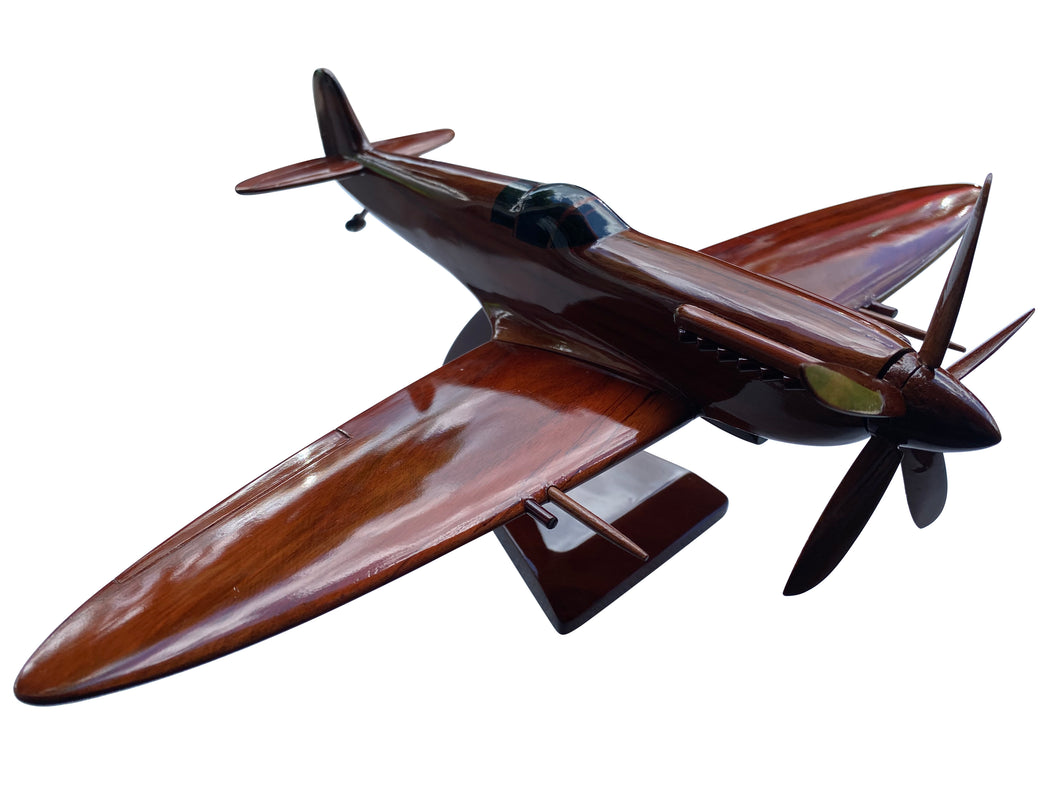 Spitfire Mahogany Wood Desktop Airplane Model