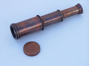 Deluxe Class Scout's Antique Copper Spyglass Telescope 7"" with Rosewood Box