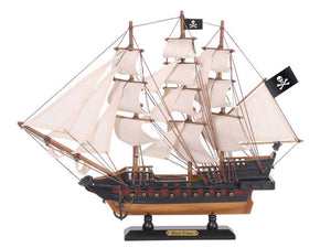 Wooden Ben Franklin's Black Prince White Sails Limited Model Pirate Ship 15"