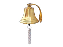 Load image into Gallery viewer, Brass Plated Hanging Harbor Bell 5.5&quot;