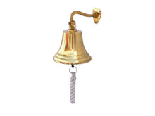 Load image into Gallery viewer, Brass Plated Hanging Ship&#39;s Bell 6&quot;