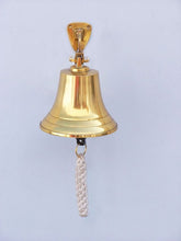 Load image into Gallery viewer, Brass Plated Hanging Ship&#39;s Bell 6&quot;