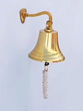 Load image into Gallery viewer, Brass Plated Hanging Ship&#39;s Bell 6&quot;