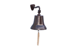 Load image into Gallery viewer, Antiqued Copper Hanging Ships Bell 11&quot;