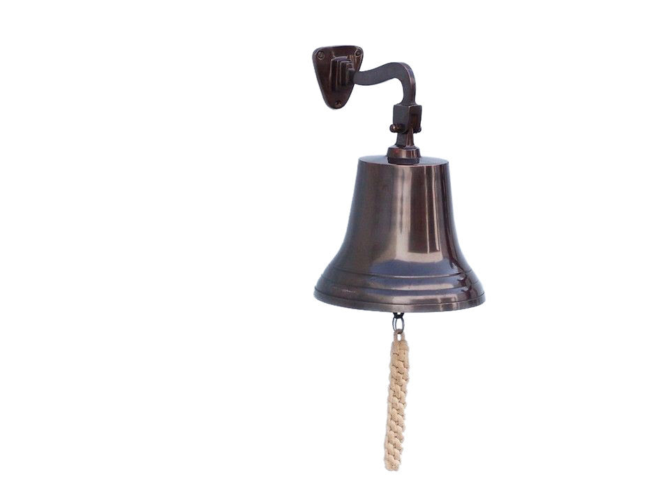 Antiqued Copper Hanging Ships Bell 11