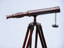 Load image into Gallery viewer, Standing Antique Copper Harbor Master Telescope 30&quot;&quot;