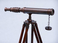 Load image into Gallery viewer, Standing Antique Copper Harbor Master Telescope 30&quot;&quot;