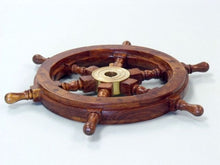 Load image into Gallery viewer, Deluxe Class Wood and Brass Decorative Ship Wheel 15