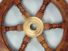 Load image into Gallery viewer, Deluxe Class Wood and Brass Decorative Ship Wheel 12&quot;&quot;