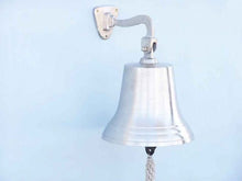 Load image into Gallery viewer, Brushed Nickel Hanging Ship&#39;s Bell 15&quot;
