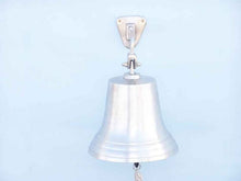 Load image into Gallery viewer, Brushed Nickel Hanging Ship&#39;s Bell 15&quot;