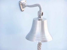 Load image into Gallery viewer, Brushed Nickel Hanging Ship&#39;s Bell 11&quot;