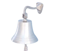 Load image into Gallery viewer, Brushed Nickel Hanging Ship&#39;s Bell 11&quot;