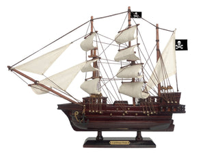 Wooden Caribbean Pirate White Sails Model Ship 20"