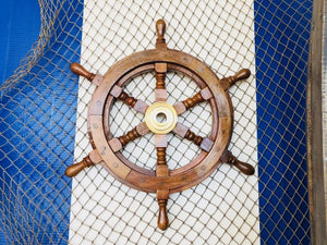 Deluxe Class Wood and Brass Decorative Ship Wheel 15