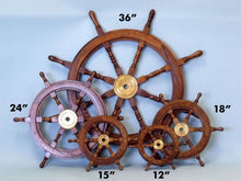 Load image into Gallery viewer, Deluxe Class Wood and Brass Decorative Ship Wheel 15