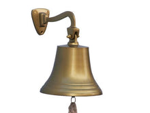 Load image into Gallery viewer, Antique Brass Hanging Ship&#39;s Bell 9&quot;