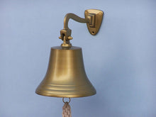 Load image into Gallery viewer, Antique Brass Hanging Ship&#39;s Bell 9&quot;