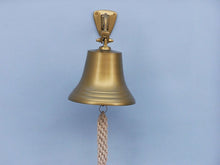 Load image into Gallery viewer, Antique Brass Hanging Ship&#39;s Bell 9&quot;