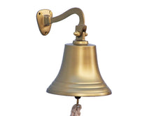 Load image into Gallery viewer, Antique Brass Hanging Ship&#39;s Bell 11&quot;