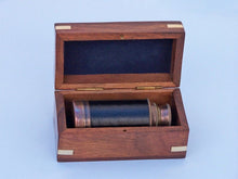 Load image into Gallery viewer, Deluxe Class Scout&#39;s Antique Copper - Leather Spyglass Telescope 7&quot;&quot; with Rosewood Box