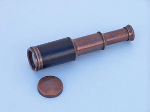 Deluxe Class Scout's Antique Copper - Leather Spyglass Telescope 7"" with Rosewood Box