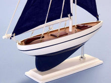 Load image into Gallery viewer, Wooden Blue Pacific Sailer with Blue Sails Model Sailboat Decoration 17&quot;&quot;