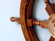 Load image into Gallery viewer, ﻿﻿Deluxe Class Wood and Brass Decorative Ship Wheel 30&quot;